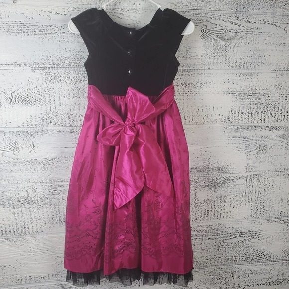Jona Michelle Velvet Bow Tulle Holiday Special Occassion Tie Back Dress Size 8 - Picture 5 of 8